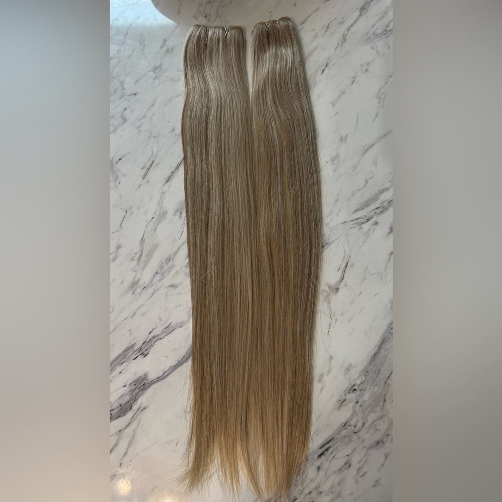 Long Straight Hair weft Extensions - Ash Blonde